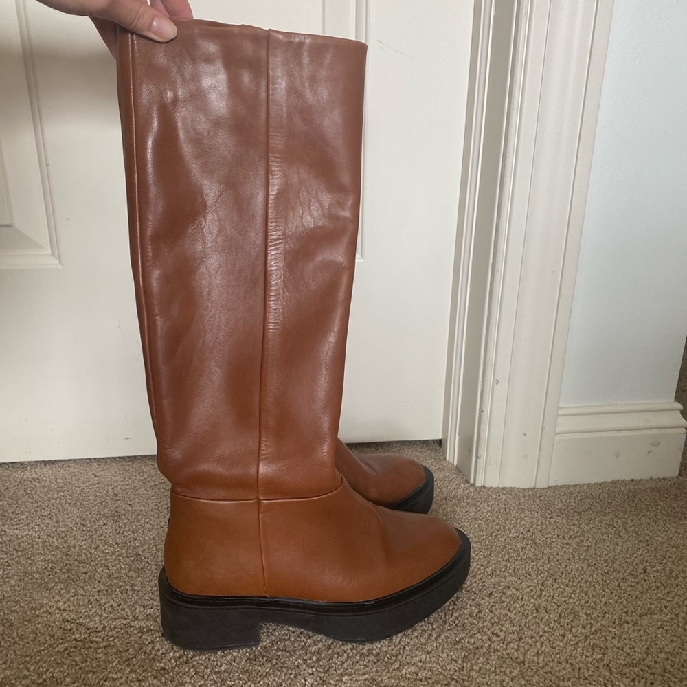 Real leather knee-high boots